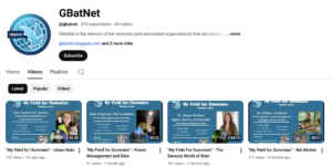 Screenshot of GBatNet YouTube page, featuring "My Field for Dummies" Webinar Series episodes.